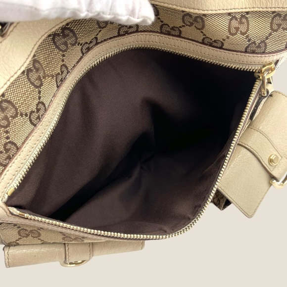 ✨SOLD✨Authentic Gucci GG Canvas Abbey Pocket Tote with Beige/Cream Leather Trim - Picture 7 of 13